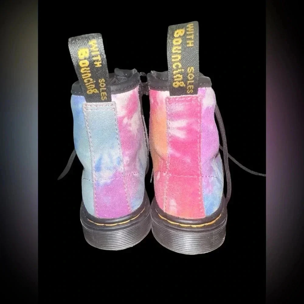 Doc Martens Tie Dye Leather Combat Lace-Up Boots Kids Dr. Toddler Size 9